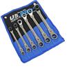 US PRO Tools 3475 - Set di 6 chiavi metriche a cricchetto a doppio anello, 8-19 mm