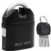 Belle Vous Lucchetto con Allarme Antifurto da 110 Db - Lucchetto Antiscasso Nero con 3 Chiavi - Lucchetto Chiave Resistente alle Intemperie - Lucchetto Impermeabile Sensore di Movimento ad Alto Suono