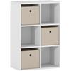 HOMCOM Libreria a Cubi con 6 Compartimenti e 3 Cassetti di Stoffa 53,7x30x79,8 cm Bianco e Beige | Aosom Italy