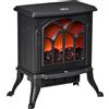 HOMCOM Camino Elettrico da Terra con 2 Livelli di Potenza 750/1500 W, Effetto Fiamma, Area di Copertura 15-20 m², Nero | Aosom Italy