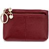 ZOUIQSS Donna Portamonete Borsello in vera pelle con Portachiavi Coin Purse（vino rosso-1）