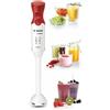 Bosch MSM64010 ErgoMixx - Frullatore a immersione 450?W, 2 velocita' (normale + Turbo), bicchiere graduato incluso, lama QuattroBlade in acciaio inox, colore bianco e rosso