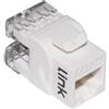 Link Presa Rete Keystone Jack Rj45 Categoria 5e Utp Bianco 180° Contatti Dorati 50 Micron
