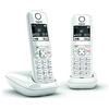 Gigaset AS690 Duo - Telefono fisso wireless, 2 combinati con ampio display retroilluminato per un display ultra leggibile, funzione blocco chiamate - bianco [versione francese]