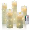 CCLIFE velas elettriche e LED in vera cera con telecomando, funzione timer, paraffina, funzionamento a batteria,Bianco 5 pezzi