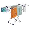 Relaxdays Stendino Pieghevole con Ali Apribili, Stendibiancheria HLP: 100x177x56 cm, Acciaio e Plastica, Blu Argento, Inox