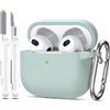 MHYALUDO Custodia per Airpods 3a generazione 2021,Custodia protettiva in morbido silicone per Airpods 3 con LED visibile sulla parte anteriore,con kit di pulizia,Turchese