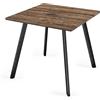 URBNLIVING Tavolo quadrato a 4 posti, 80 x 80 cm, piano con finitura in legno, gambe in metallo, altezza 75 cm, mobile da pranzo moderno compatto per cucina o piccoli spazi