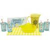 O.D.S. SRL SET GIOCATTOLO PER LIMONATE E SPREMUTE, 4 BICCHIERI, CARAFFA, CANNNUCCE, SPREMIGRUMI, CARTELLO E TOVAGLIETTA