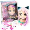NICE SRL Influencer Make Up Doll, Testa da Truccare e Pettinare, Occhi Cambia Colore, Set di Trucco Inclusi, Nice Group