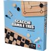 SPIN MASTER ITALIA SRL Scacchiera 3 in 1, Scacchi Dama e Tris, scacchiera in legno, giochi da tavolo classici, per bambini e famiglie, 6 anni+