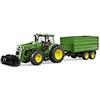 BRUDER SPIELWAREN John Deere Trattore con Benna e Rimorchio Bruder, Modello 1:16, Giocattolo per Bambini