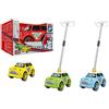 GLOBO S.P.A. Auto Cartoon 2 in 1 con Volante Assortita, Cavalcabile per Bambini