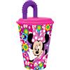 DIMAGRAF SRL BICCHIERE 430ML MINNIE IN PLASTICA ROSA CON CANNUCCIA E COPERCHIO, PER BAMBINI