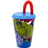 DIMAGRAF SRL BICCHIERE DI PLASTICA 430ML CON CANNUCCIA AVENGERS, SUPEREROI, PER BAMBINI