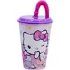 DIMAGRAF SRL BICCHIERE IN PLASTICA 430ML CON CANNUCCIA E COPERCHIO HELLO KITTY