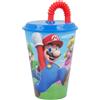 DIMAGRAF SRL BICCHIERE 430ML IN PLASTICA RIUTILIZZABILE SUPERMARIO CON CANNUCCIA, PER BAMBINI
