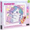 NICE SRL DIAMANTINY - Design Art Kawaii Unicorno con Bevanda su Tela 21x21 cm