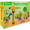 GLOBO S.P.A. SET CANTIERE IN LEGNO, MINI VEICOLI DA LAVORO, GRU CON GANCIO, 25X35 CM