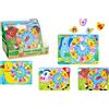 GLOBO S.P.A. PUZZLE OROLOGIO IN LEGNO, 4 ASSORTITI, 30X22,5 CM, GIOCO EDUCATIVO, ANIMALI, ASSORTITO