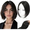 Lagomance Topper per capelli da donna, con capelli diradati, 100% veri capelli umani, con base svizzera da 25,4 cm, per diradare i capelli (nero)