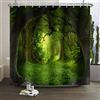 SDOTPMT 105x160cm Tenda da Doccia Magia Foresta - Fiaba Fantasia Giungla Albero Verde Pianta Prati - Bagno Naturale Paesaggio Vasca - Poliestere Con Ganci