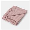 DEGHI Copriletto 130x170 cm in cotone intrecciato rosa antico con frange