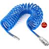 SRJQXH 9m Tubo Aria Compressa, Spirale Tubo Compressore, Diametro 6x4 mm Kit Compressore Aria, Blu, con Connettore, per Casa, Officina, Officina Meccanica