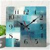 ArtSocket Orologio da parete in legno, silenzioso, senza ticchettio, verde, blu, grigio, foglia di tè, pittura astratta, grigio, quadrato, rustico, costiero, decorazione per casa, cucina, soggiorno