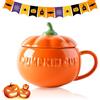 EEPLUYTY Tazza Di Halloween Decorata Con Zucca Carina - Ceramica Divertente Per Cereali e Acqua, Capacità 300 Ml