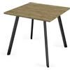 URBNLIVING Tavolo quadrato a 4 posti, 80 x 80 cm, piano con finitura in legno, gambe in metallo, altezza 75 cm, mobile da pranzo moderno compatto per cucina o piccoli spazi