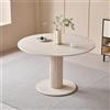 JZGORC Tavolo da Pranzo Rotondo, Base con Gambe Cilindriche, Effetto Finto Marmo, Tavolo da Pranzo Moderno e Minimalista per Soggiorno o Cucina, 115 x 115 x 75 cm - Travertino Giallo