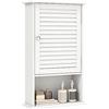 Giantex Armadio da Bagno a Parete con Porta, 2 Ripiani Regolabili e Scomparto Aperto, Armadio in Legno a 3 Livelli, Mobile Multiuso per il Bagno, Cucina, Ingresso, 42x17x70 cm (Bianco)