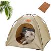 Generisch Tenda refrigerante premium per gatti, tenda da campeggio pieghevole per interni ed esterni, letto da campeggio leggero per cani e gatti con finestra a rete, con morbido cuscino refrigerante (beige, XL