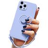 Pepmune Cover con Cordino per iPhone 13 Pro Custodia con 360° Regolabile Anello Supporto Ultra Sottile Antiurto Silicone Liquido Protettiva Cover con Laccio per iPhone 13 Pro Viola