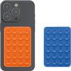 kwmobile Set da 2 Ventose per Telefono in Silicone - Ventosa Cellulare Compatibile con iPhone e Android - Supporto Adesivo - Rettangolare 5,5 x 8 cm - Arancione/Blu