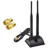 Eightwood Antenna WiFi Antenna WLAN 2.4 G/5.8 G Dual Frequency Magnetic RP-SMA Adattatore 2 m Cavo di prolunga per WiFi PCI WiFi Card Router Bluetooth Dlink