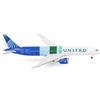 Herpa Modellino aereo United Airlines Boeing 787-9 Dreamliner The Future is SAF - N24988, miniatura in scala 1:500, pezzo da collezione, modello di aereo senza base, metallo