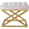 Atelier Del Sofa Elegante pouf con cornice in metallo, larghezza 50 cm, altezza 42 cm, profondità 40 cm, 100% poliestere, elegante design oro e bianco, perfetto per gli spazi moderni