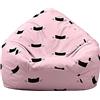 Highdi Pouf a Sacco Puff Poltrona (Senza Imbottitura) Divano Pigro,Pouf a Forma di Pera per Adulti e Bambini Poltrona a Sacco per Interni ed Esterni (L:90x110cm,Gatto Rosa)