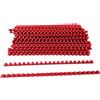 Alevar Dorsi in Plastica a Spirale per Rilegatura, 21 Anelli Diametro 8 mm, Formato A4, Capacità da 21 a 40 Fogli, Colore Rosso, Confezione da 100 Pezzi