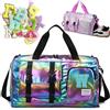 VOUSXLLEZ Borsone da Viaggio, Bagaglio a Mano Borsa da Viaggio con Scomparto per le Scarpe,Borsa per Attrezzatura Sportiva con Zip,45 x 26x 21 cm,26 toppe ricamate con lettere Adesivi