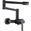 ESOP Rubinetto per Cucina a Muro Rubinetto Girevole a 360° Girevole Miscelatore Fredda e Calda Regolabile Rubinetto Lavello Monocomando Pieghevole Estensibile Per Cucina o Bagno Ottone, Nero