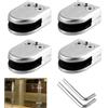 QitinDasen 4 Pezzi 8-10 mm (Taglia M) Morsetto Staffa, Clip per Vetro in Acciaio Inossidabile 304, Supporto in Vetro Regolabile Parte Posteriore Piatta (Argento)