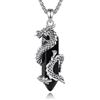 CELESTIA Donna Collana Medievale Drago con Ossidiana Nera, Collana con Ciondolo Ossidiana Placcato Argento e Cristalli, Regalo Donna San Valentino/Compleanno, Catena Regolabile 60 CM