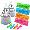 L&W Luck 48 Pezzi Mollette con Cestino Mollette da Esterno per Frangivento,Cesto per Biancheria, Asciugamani, Jeans,Clothes Pegs with Bag
