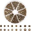 NBEADS 400pz Perline Distanziatrici in Lega di Stile Tibetano, 8 Stili Perline di Metallo Rotondo/Bicono/Colonna/Donut/Rondelle Branelli Allentati in Lega per Gioielli Artigianale, Bronzo Antico