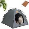 Generisch Tenda refrigerante premium per gatti, tenda da campeggio pieghevole per interni ed esterni, letto da campeggio leggero per cani e gatti con finestra a rete, con morbido cuscino refrigerante (grigio, M