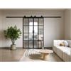 Porte scorrevole doppia esterno muro Alluminio e Vetro temperato smerigliato 2 x H205 x L63 cm - WILDEN II