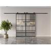 Porte scorrevole doppia esterno muro 2 x H205 x L93 cm Alluminio e Vetro temperato smerigliato - SINCA II
